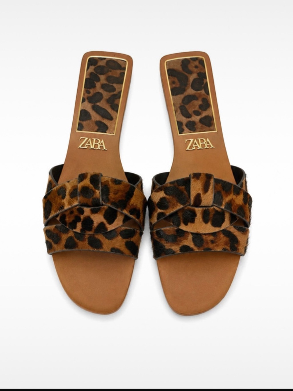 Zara Leopard Print Crossover Slide Sandals - Brown & Black